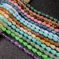 natural round drop shaped semi precious stone bead making for jewelry bracelet necklace accessories size 10x14mm length 40cm