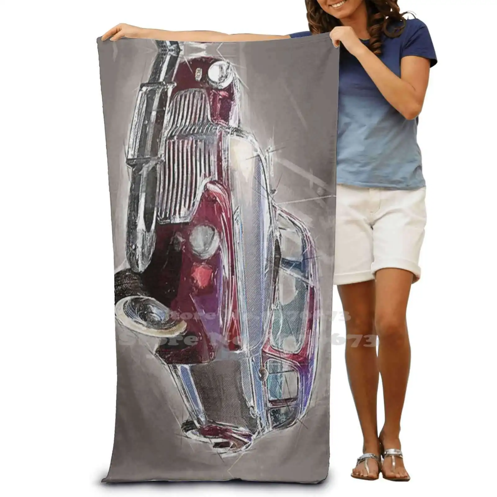 Мягкое полотенце для лица с узором Vieille Voiture дома и улицы Ancienne Auto Rétro Romantisme