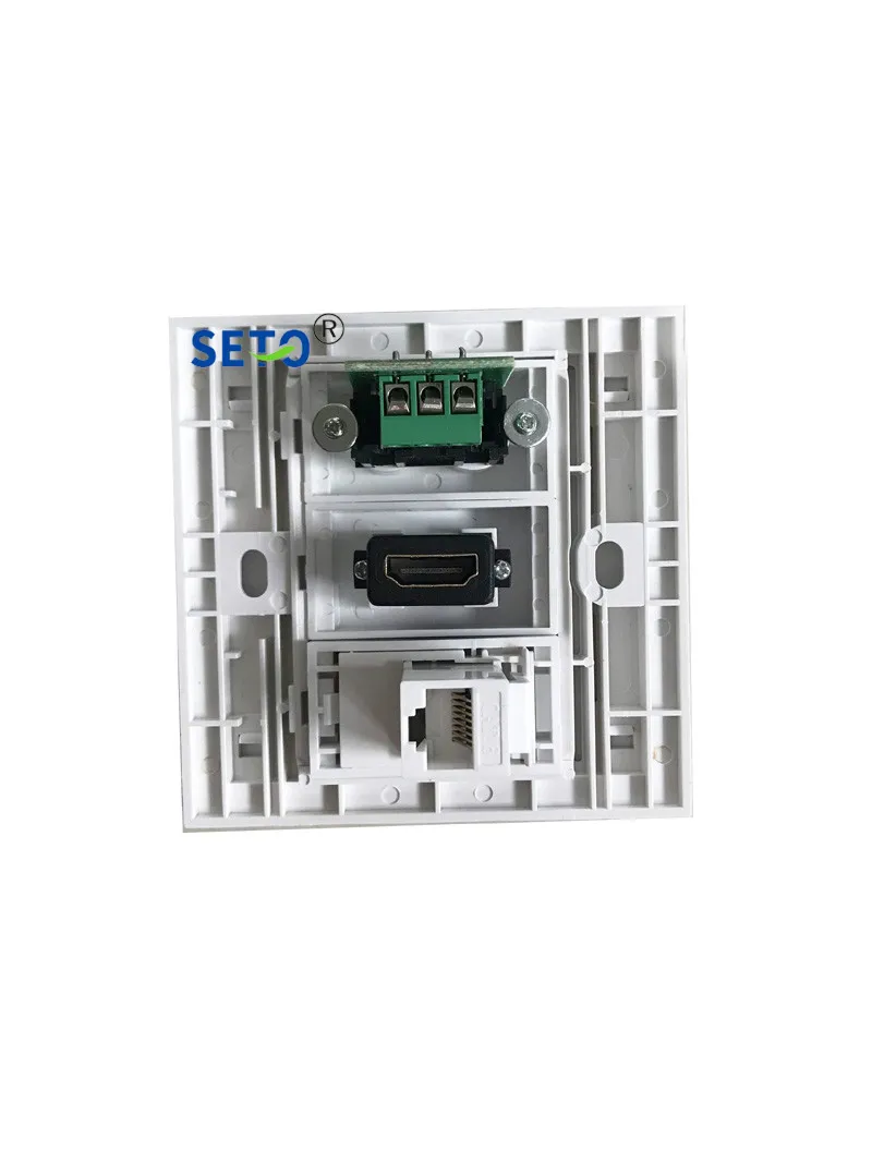 SeTo 86 Type Double RJ45 Cat5e Network Lan + RCA AV Audio Red&ampWhite HDMI Panel Wall Plate Socket Keystone Faceplate | Обустройство