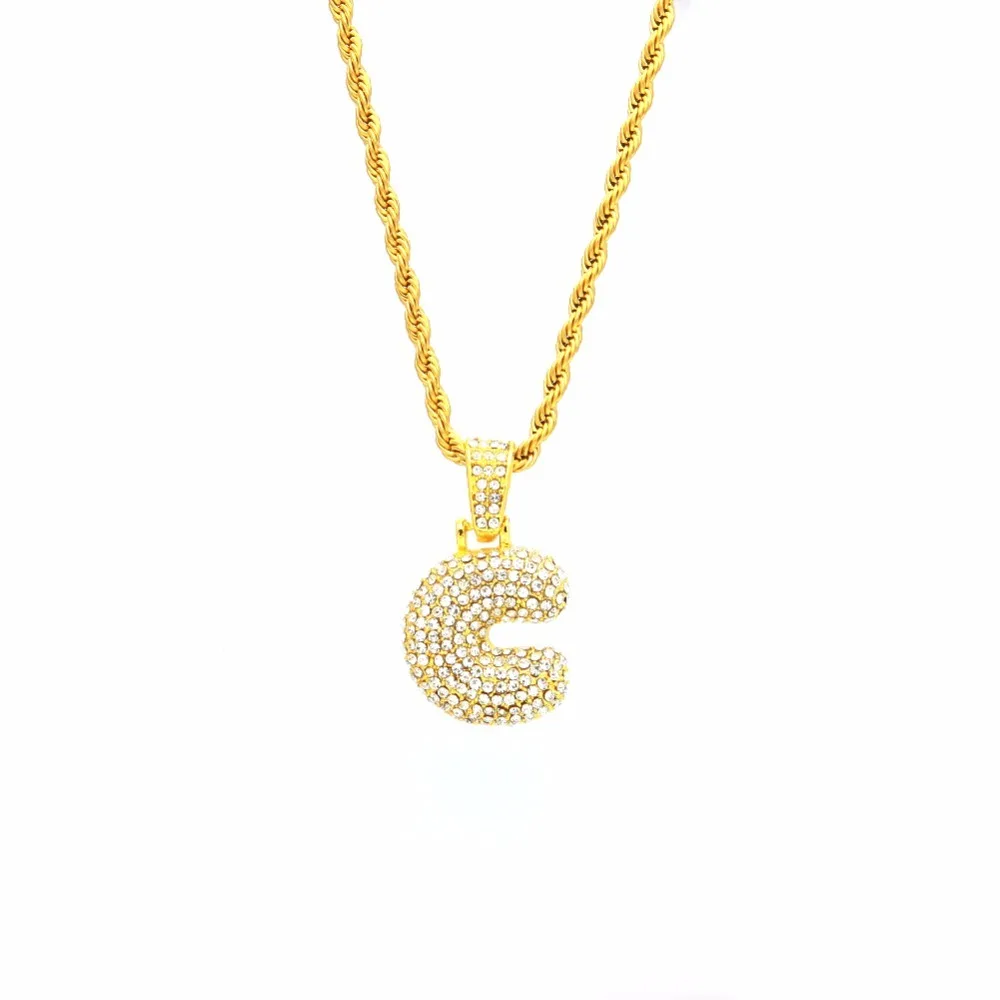 Сплав Bling Bubble Intial Let Iced Out горный хрусталь A-Z начальный кулон золотистый Серебристый с розой Подвеска золотого цвета кулон ожерелье