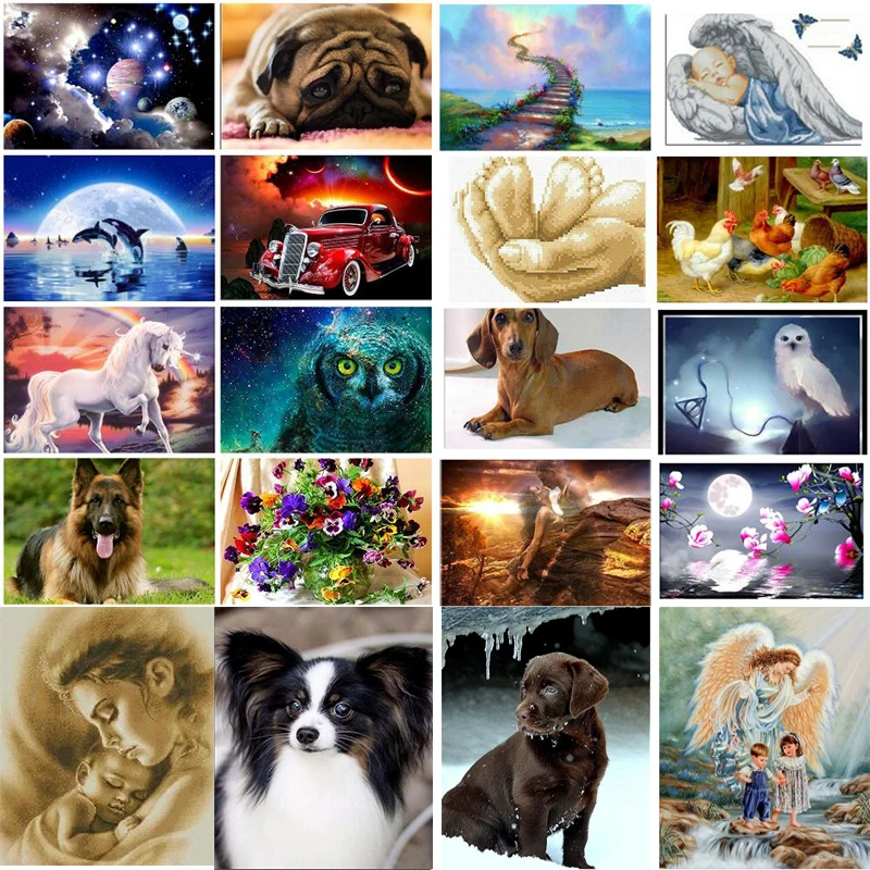 Алмазная живопись цветок собака дельфин детский автомобиль 5D сделай сам