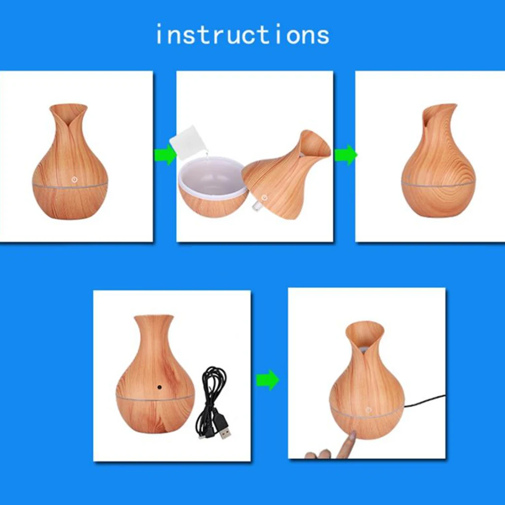 130 мл USB увлажнитель воздуха с древесным зерном диффузор эфирного масла для