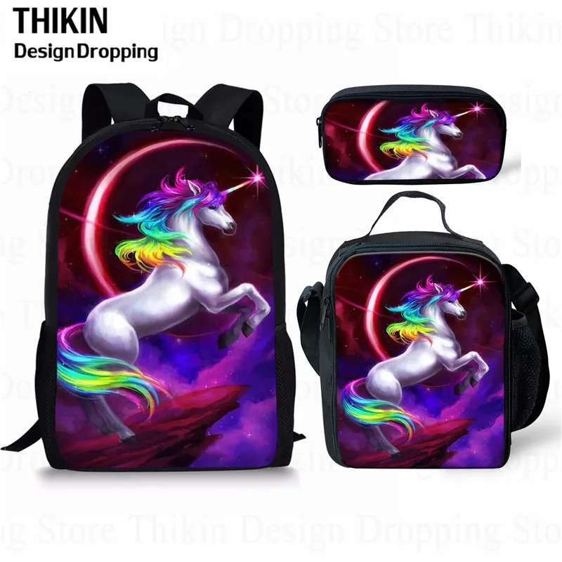 as picture THIKN 3 шт школьная сумка набор Galaxy/Unicorn школьный рюкзак для подростков мальчиков девочек Студенческая дорожная сумка для книг школьные сумки для подарков - Цвет: as picture