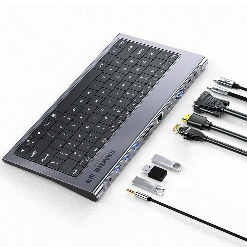 

Хит продаж, новейшая док-станция для клавиатуры SAMZHE, USB-концентратор с мультиразъемом USB 3,0, HDMI-Совместимость с Pro 13 Air, USB-разветвитель, концент...