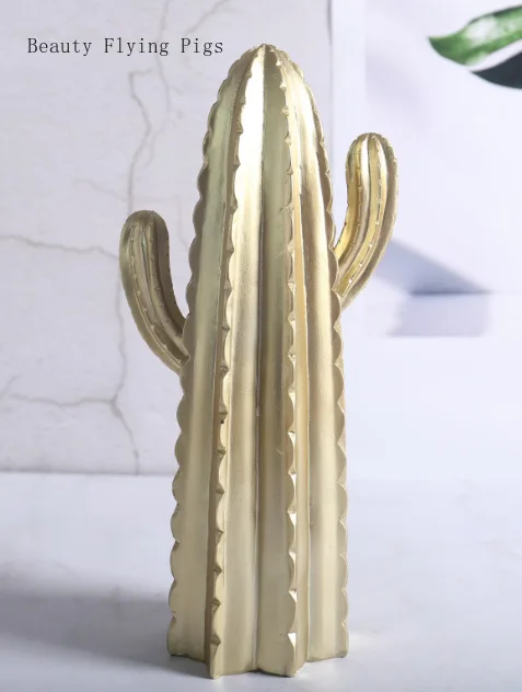 

1pcs ins golden white fairy column decoration home bedroom living room resin crafts cactus soft decorations