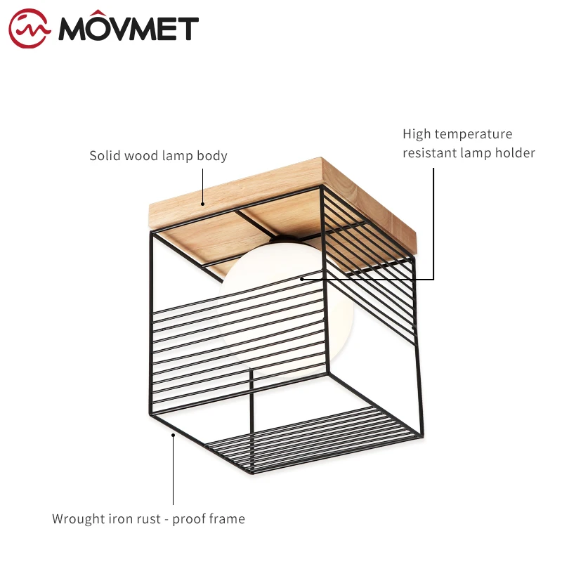 

Vintage Ceiling Lights Black White Golden Loft Led Ceiling Lamp Geometric Shape Iron Cage Living Room Bedroom Home Led