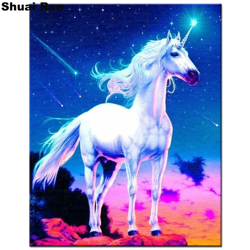 

Pink unicorn diamond painting sale 3d diy cross stitch mosaic diamond embroidery full round square rhinestone painting animal,