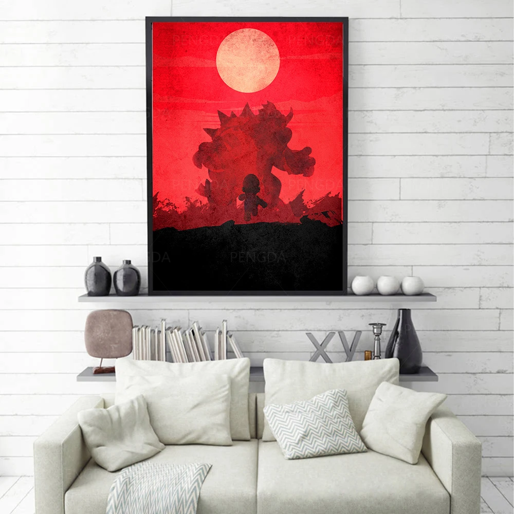 Мультфильм Марио Красная шляпа HD хлеб принты домашний декор живопись плакат