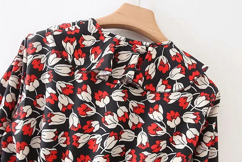 Новое женское элегантное платье с v-образным вырезом и цветочным принтом vestidos с оборками, кружевное мини-платье, Осенний женский эластичный пояс, шикарные платья DS2892