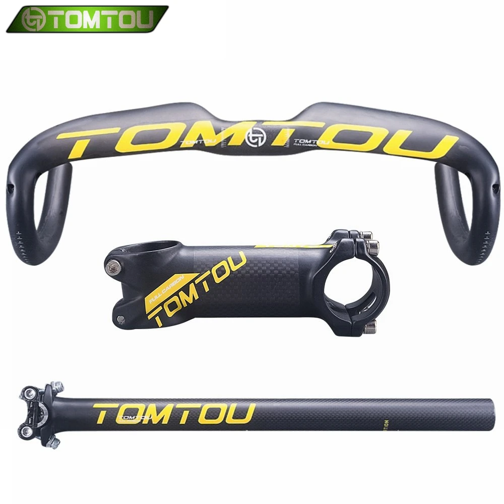TOMTOU матовый желтый из углеродного волокна шоссейный велосипед Ручка Aero