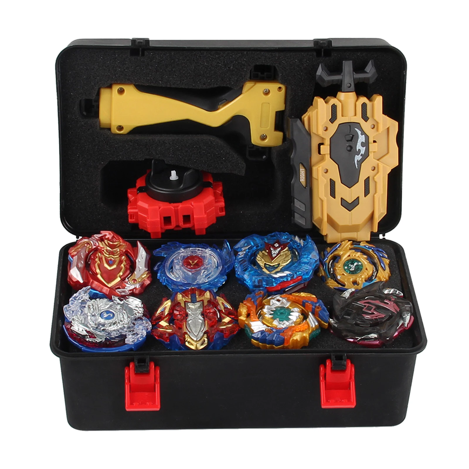 

8pcs Spinning Top Toy Metal Funsion Burst Gyro Game Set w/ Storage Box Toys