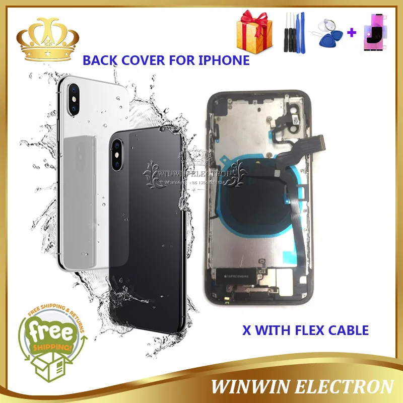 100% Протестировано хорошее качество задняя крышка шасси для iphone X Корпус батарея