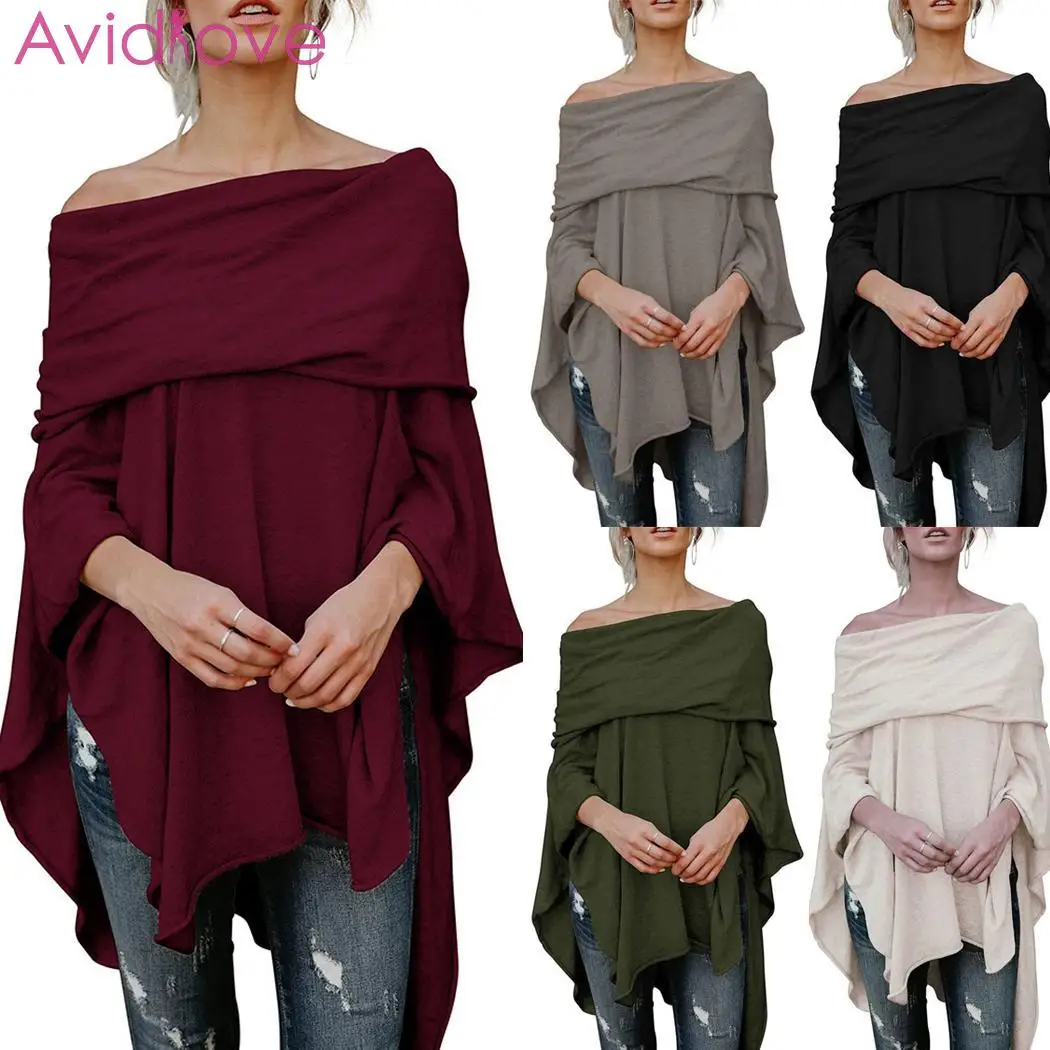 Женская модная повседневная Однотонная рубашка с открытыми плечами