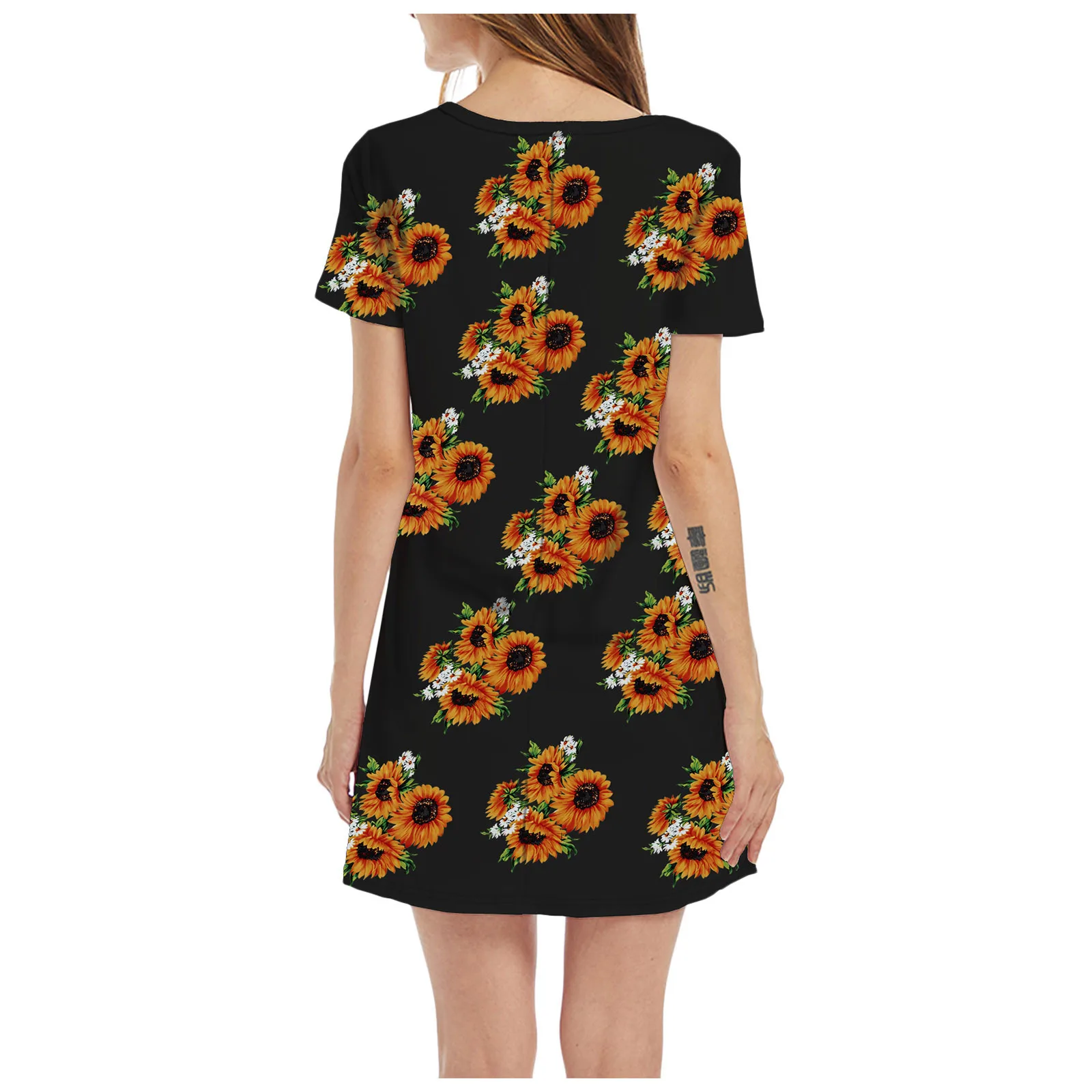 

Fashion Women Dress Casual Short Sleeve O-Neck Printed Ladies Loose Mini Dress Female summer party sexy dress ropa mujer 2021