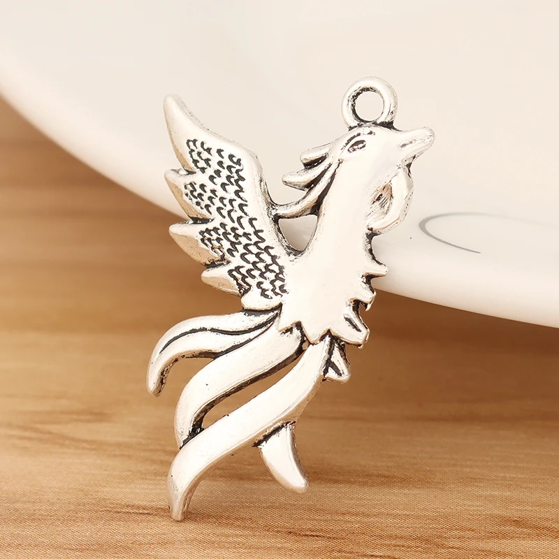

20 Pieces Tibetan Silver Phoenix Bird Animal Charms Pendants for DIY Necklace Jewellery Making 35x20mm