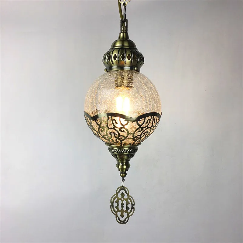Retro Pendant Lamp Vintage Turkey Romantic Olive Luminaria Pendente Moderna Pendant Light Fixture E27 Glass Indoor Lamps WF1016