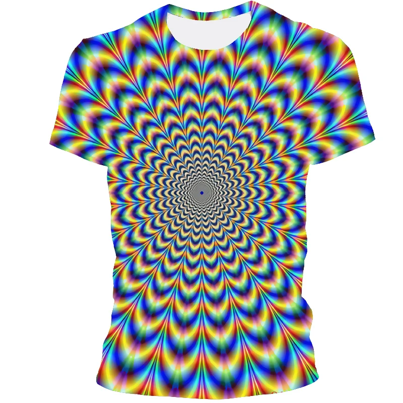 

Men's new 3D printing Rubik's Cube T-shirt Novelty trend colorful T-shirt Men's round neck fashion contrast short-sleeved T-shir