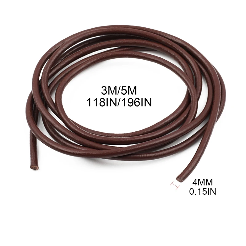 

4mm Genuine Round Leather Luggage Rope Thong Cord DIY Bracelet Findings Rope Braiding String Multifunction Manual Accessories fo