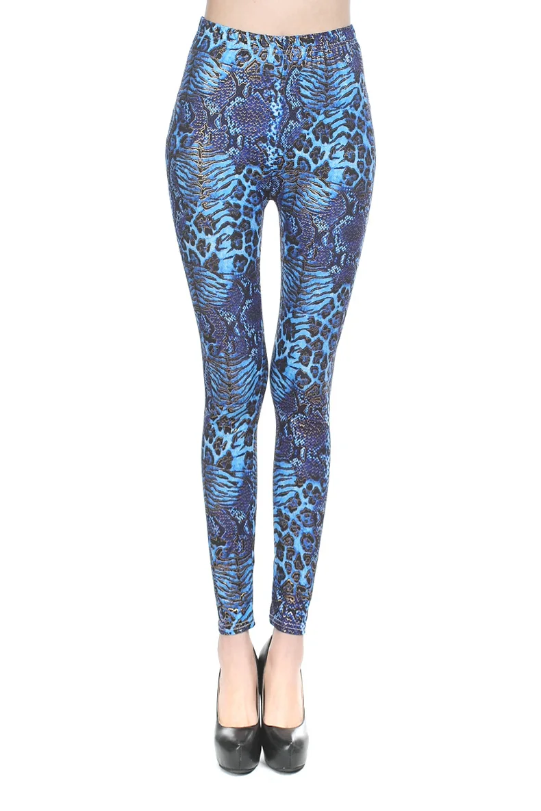 Женские леопардовые леггинсы зимние из полиэстера с высокой талией и принтом