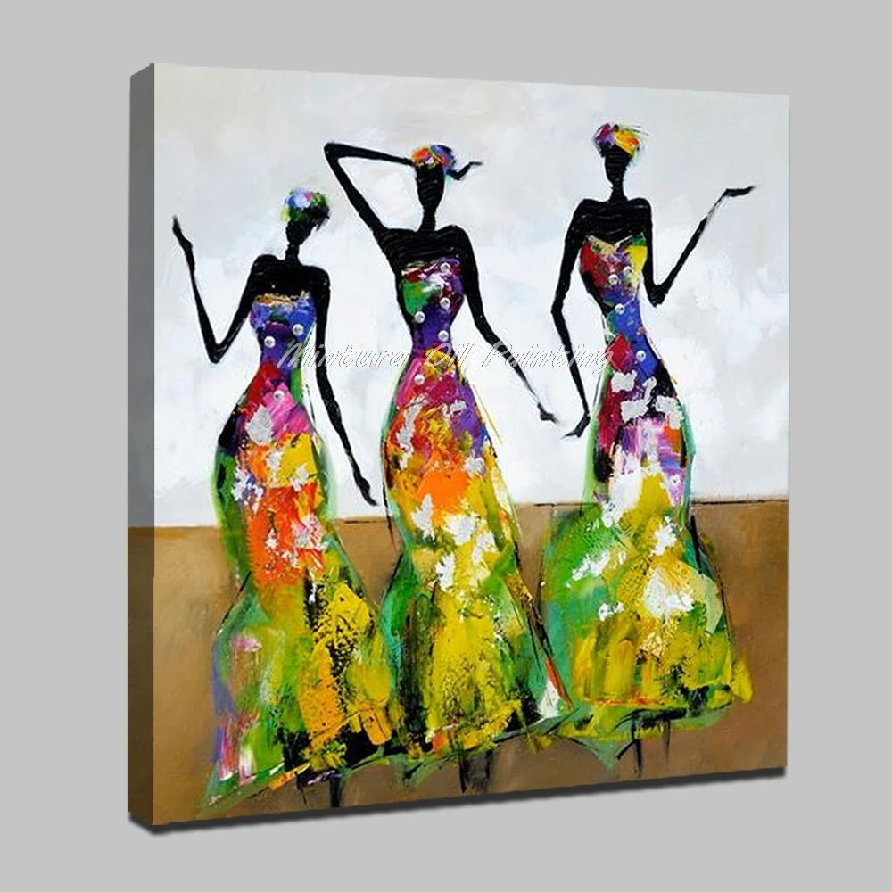 

Mintura Hand Painted Dancing Girls Oil Paintings On Canvas Modern Abstract Pop Art Wall Pictures For Living Room Home Decoration