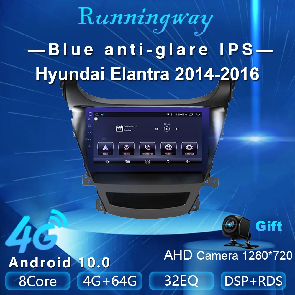 Автомагнитола Runningway видеоплеер для Hyundai Elantra JK GD MD UD 2014 2016 4 Гб + 64 ГБ Android