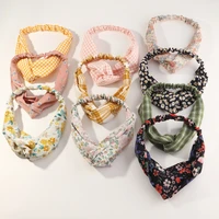 cross knotted wide headband stretch women hair band girl floral print elastic hairbands headwear vintage hair accessories