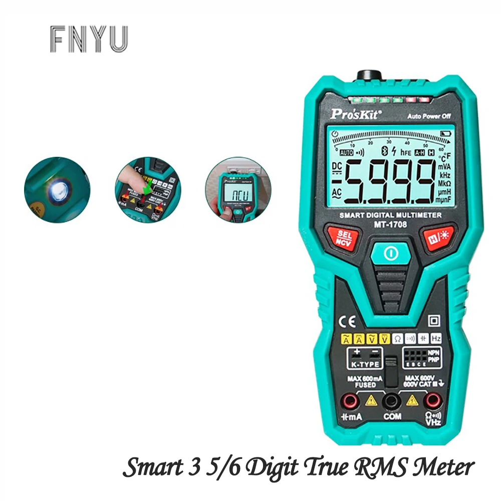 Интеллектуальный мультиметр Pro'skit с защитой от ожога многофункциональный