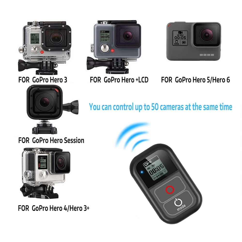 Купить Умный пульт дистанционного управления Wi-Fi для экшн-камеры GoPro Hero 8/7/6/5/Session/4/3 +/3, водонепроницаемый пульт дистанционного управления Wi-Fi