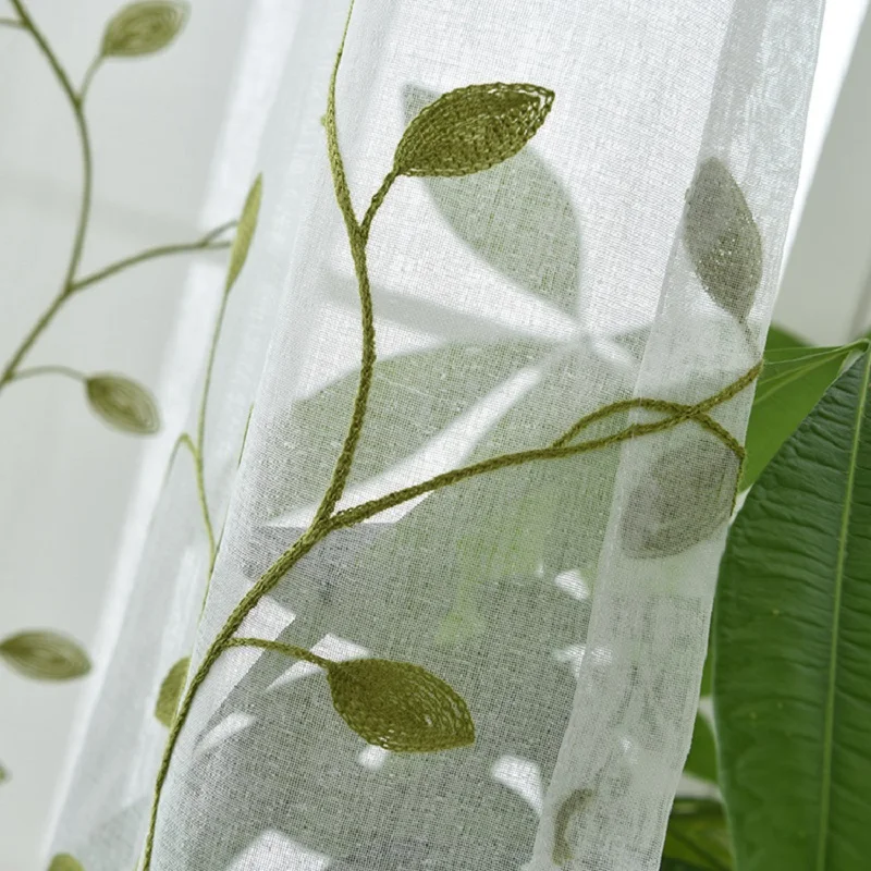 Зеленые полузатемняющие шторы s для спальни тюлевые занавески с вышитыми