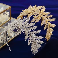 irregular leaves princess bridal tiaras crowns for brides crystal brides hairbands wedding hair accessories