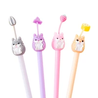 2pc creative little hamster gel pen cartoon black ink pen promotional stationery high quality office signing pen school supplies