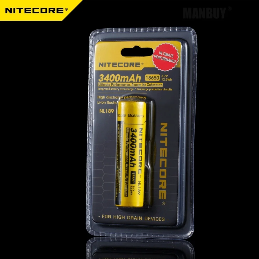 Nitecore NL1834 18650 3400 мА/ч 3 7 в литий-ионная Батарейная кнопка для всех типов фонариков 1
