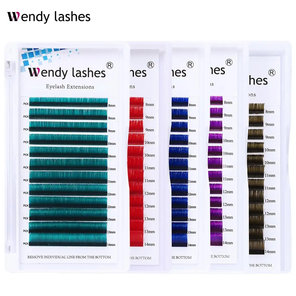 Новые Накладные ресницы с градиентом 0 07 мм синие + зеленые красные коричневые