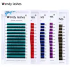 Ресницы Накладные 0,07 мм, градиентные синие + зеленые + красные + коричневые, смешанные в одной лоток для ресниц