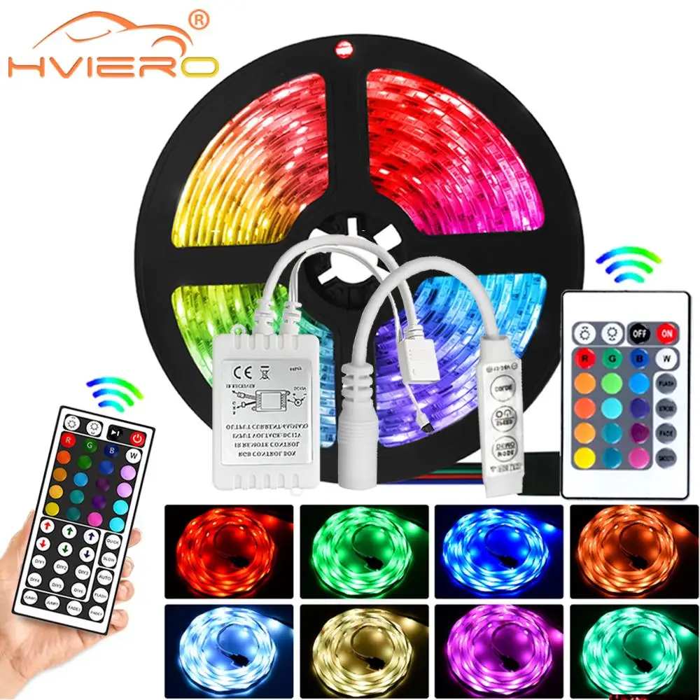 

RGB LED Strip Lights 5050 2835 Ribbon 12V Diode Tape 3K 24K 44K IR Controller Adapter Wall Lamp Night Light Neon for TV Lighting