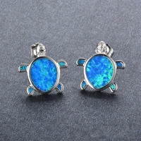 cute turtle animal rhinestones stud earrings fashion imitation fire opal earrings for women accessories bohemian statement gift