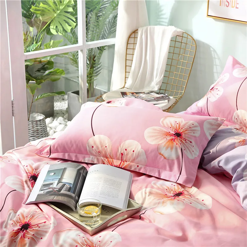 

Sakura (Pink Version) Bedding Set Duvet Cover Set Pillowcase Home Textiles 2/3pcs Bed Linen King Queen Size Dropship
