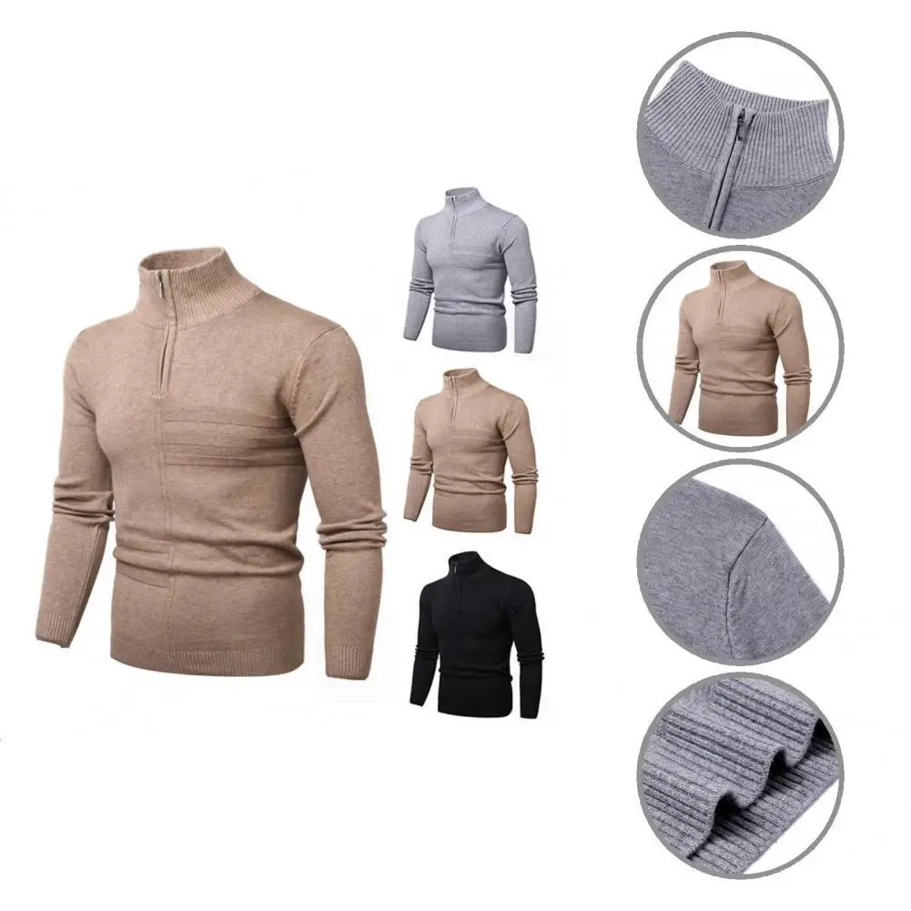 

Zipper Fabulous Knitted Spring Sweater Anti-shrink Men Sweater Fit