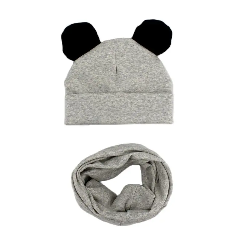 Весенне-осенний Детский комплект с шапочкой и шарфом Однотонный детский шейный