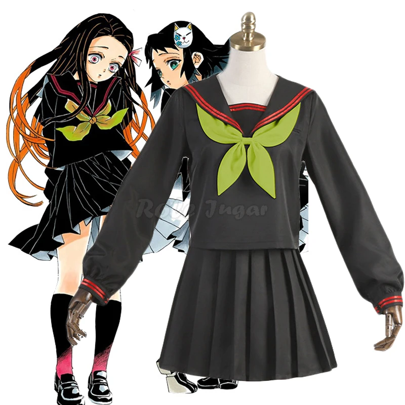 

4 шт., демон, убийца, Kimetsu no Yaiba, косплей костюм Kamado Nezuko, японское аниме, женская школьная форма JK, костюм моряка, C62M170