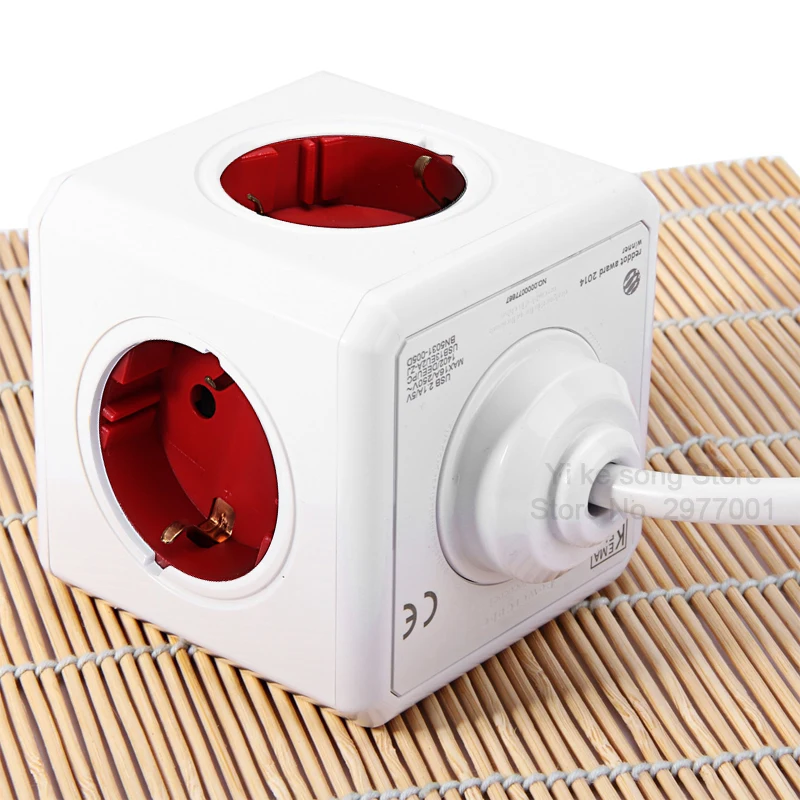 Allocacoc удлинительная розетка с европейской вилкой powercube дорожный адаптер для умного дома электрическая Коммутируемая европейская вилка 1,5 м 3 м кабель