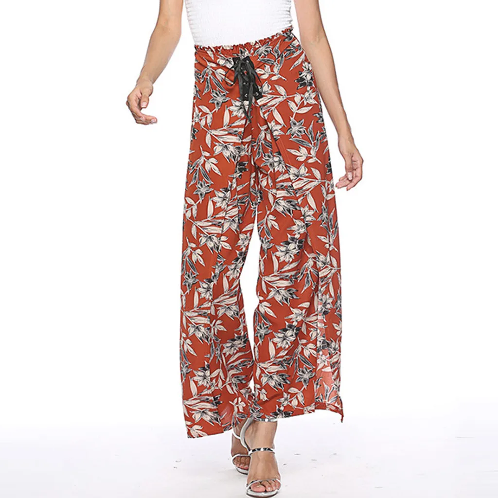 Женские брюки с цветочным принтом и завышенной талией|Брюки| |