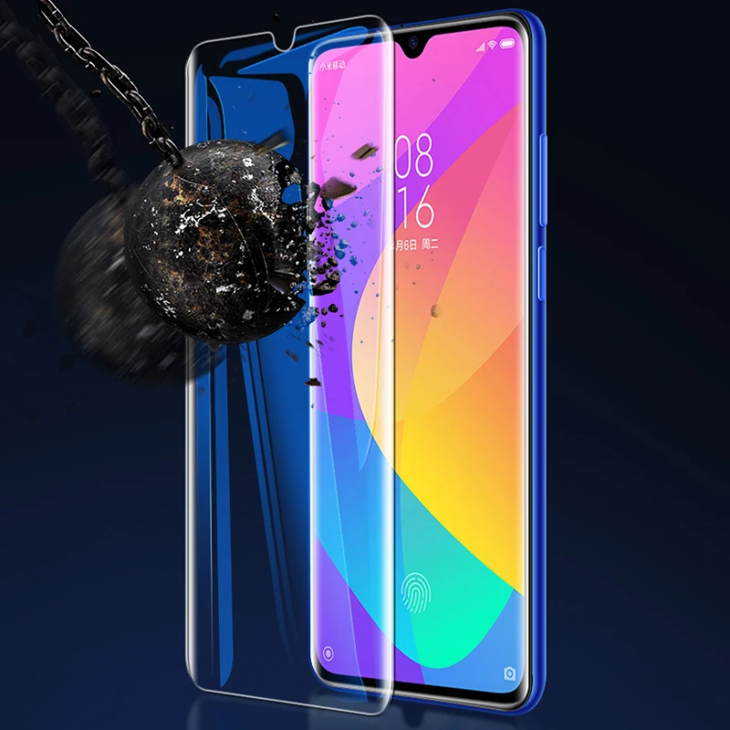 Пленка из закаленного стекла с полным покрытием от УФ излучения для Xiaomi mi CC9 Pro note
