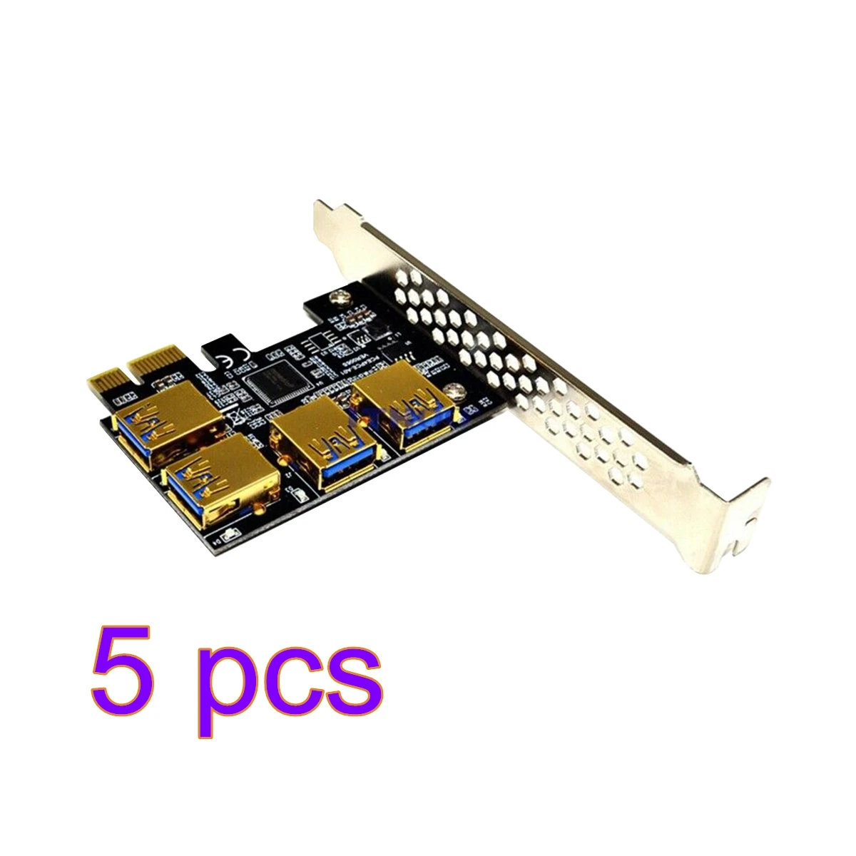 

5pc PCI-E to USB Adapter 4-port PCI-E X1 to USB 3.0 Riser Card Slot Multiplier Hub Adapter Devices