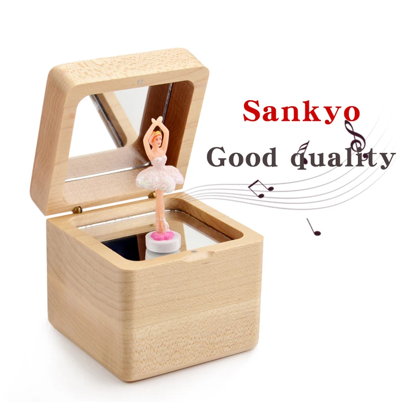 Деревянная вращающаяся музыкальная шкатулка для балета танцев на заказ надписи