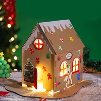 manual assembly diy christmas light little house plastic candle light battery powered lamp for christmas kindergarden decoration