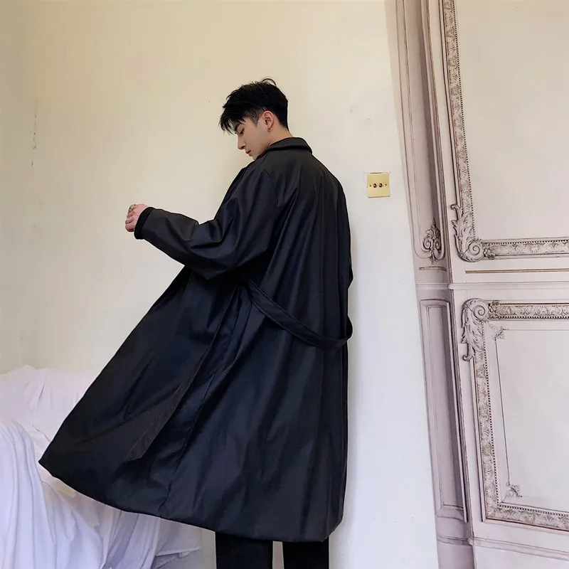 Женская ветровка свободного покроя длинная винтажная кожаная куртка в стиле хип