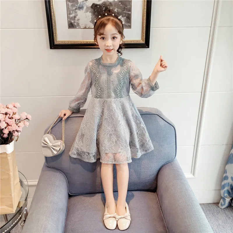 

Kids dresses for Girls Christmas Clothes Long-sleeve Lace Party Costume Pink Children Elegant Prom Frocks 3-8Y Girls Casual Wear