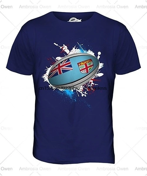Спортивная футболка с рисунком Фиджи мяча регби брызг Мужская топ для мужчин и