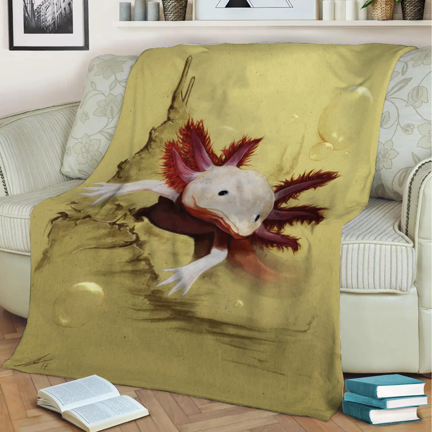 

Axolotl Flannel Throw Blanket 3D Printed Keep Warm Sofa Child Blanket Home Decor Textiles Dream Family Gift